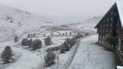 Bolu Kartalkaya beyaz örtüyle kaplandı
