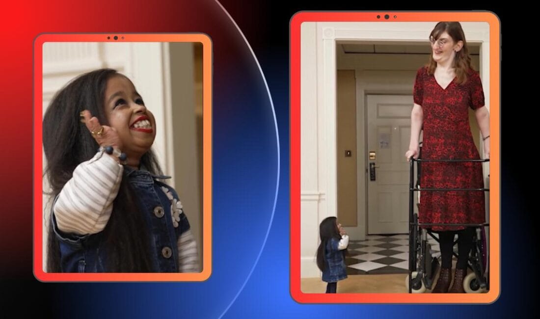 DÜNYANIN EN UZUN KADINI İLE DÜNYANIN EN KISA KADINI BİR ARAYA GELDİ Dünyanın en uzun kadını Karabüklü Rumeysa Gelgi ile dünyanın en kısa