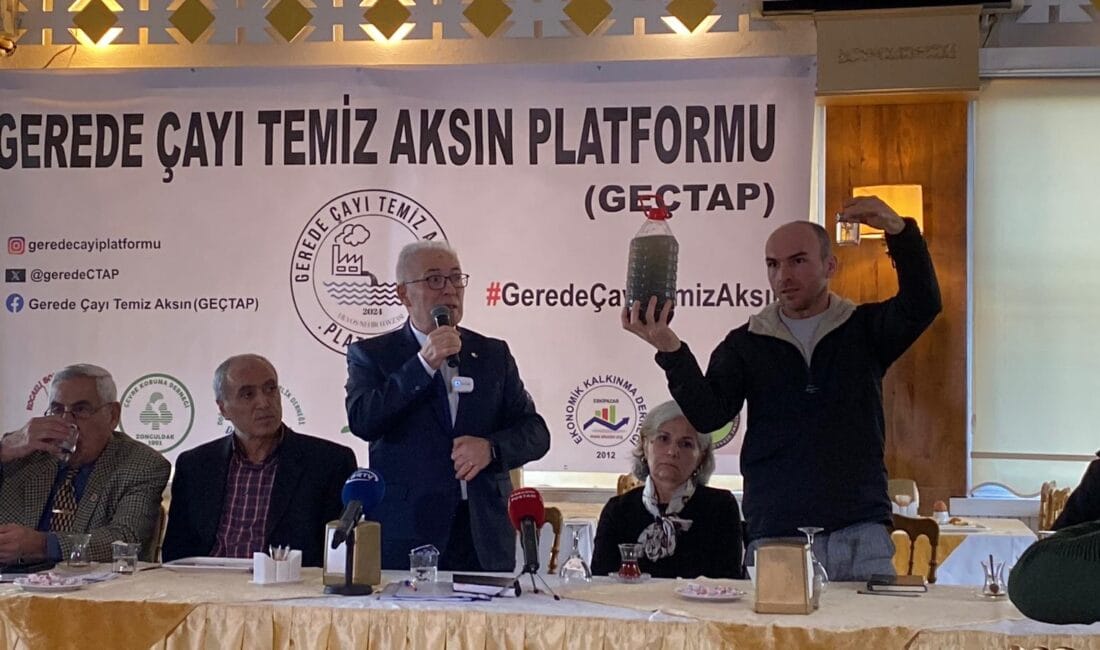 GEREDE ÇAYI’NDAKİ ÇEVRE KİRLİLİĞİ HALK SAĞLIĞINI TEHDİT EDİYOR Platformun Koordinatör Başkanı Mehmet Emin Aslan, çaydaki kirliliğin Filyos Nehir