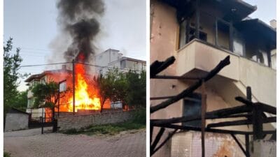 Karabük’ün Safranbolu ilçesinde 3 katlı müstakil bir evde çıkan yangın