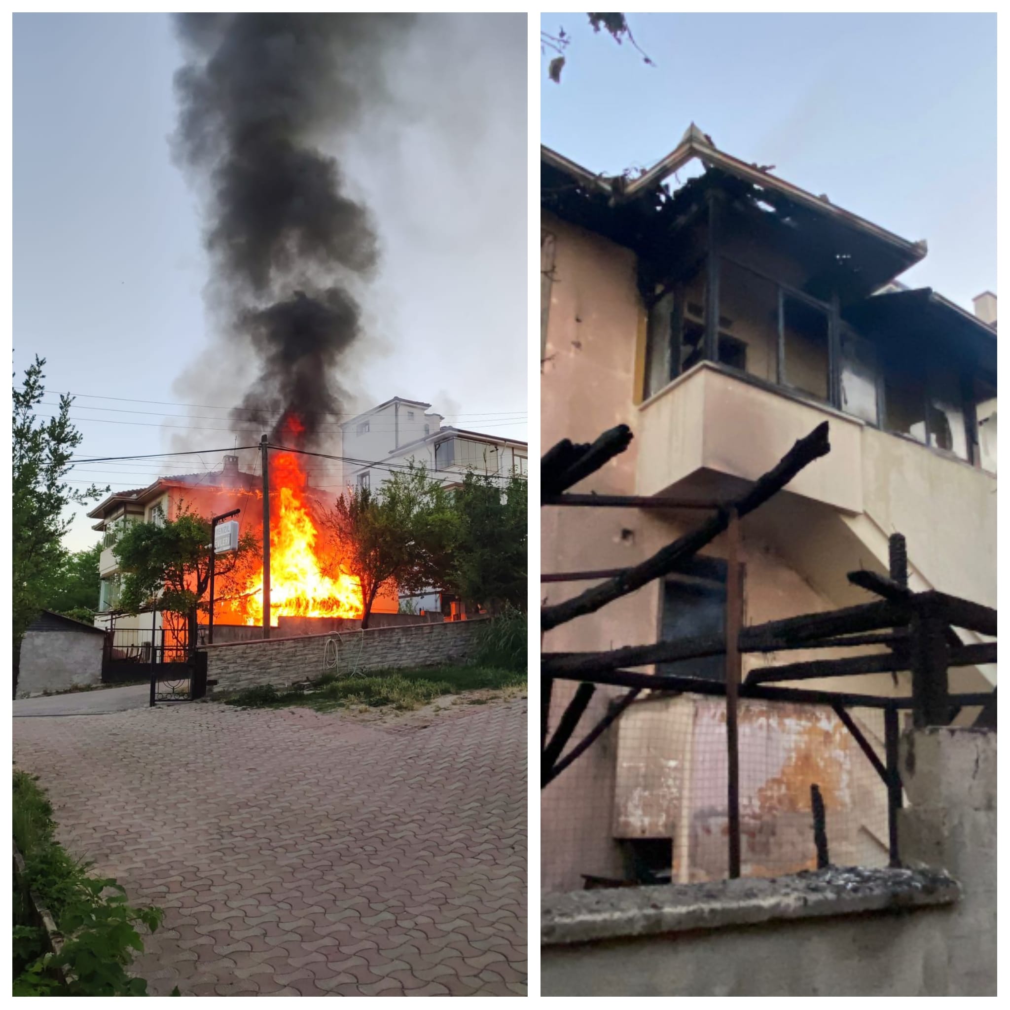 Karabük’ün Safranbolu ilçesinde 3 katlı müstakil bir evde çıkan yangın