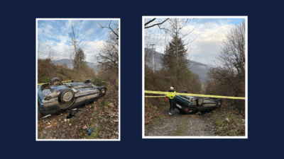 Karabük’ün Yenice ilçesinde meydana gelen trafik kazasında, şarampole devrilen otomobilin