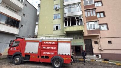 Karabük’te 5 katlı apartmanın birinci katında B.Ç.’ ye ait dairenin